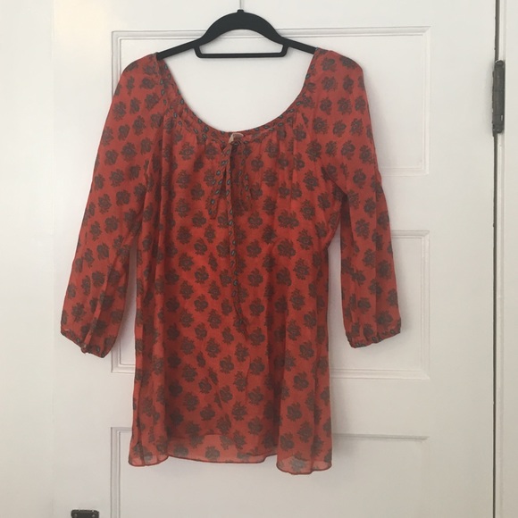 Orange and turquoise blouse
