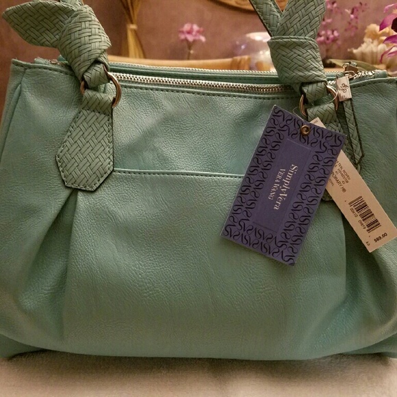 NWT Simply Vera Wang Teal Woven Bag - Picture 4 of 4