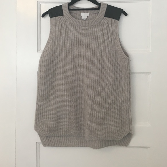 Sweater tank with leather detail