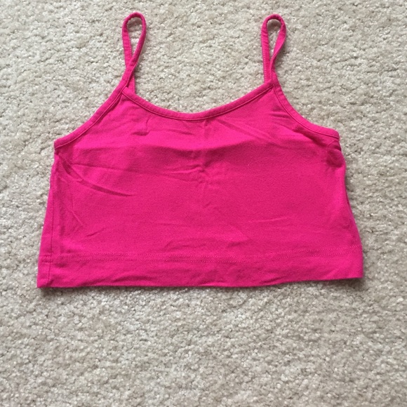 HOT PINK VERY CROPPED SPAGHETTI STRAP TOP