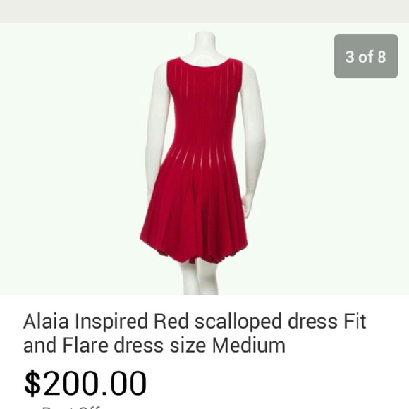 scalloped fit and flare sleeveless dress - Picture 4 of 4