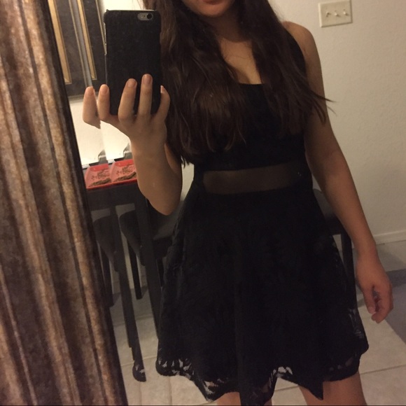 Laced design sunflower black dress