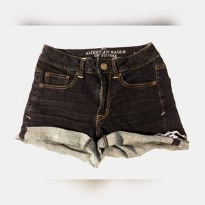 High waisted dark wash shorts