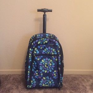 VERA BRADLEY "indigo pop" carry on rolling luggage
