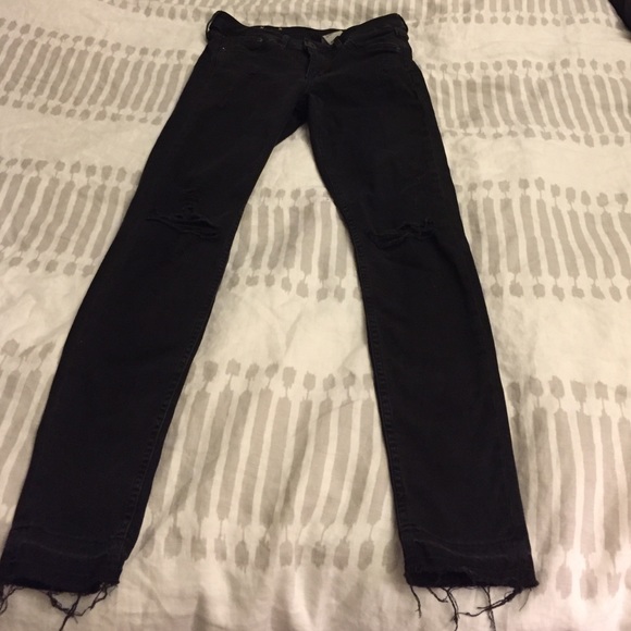 H&M super skinny low rise distressed jeans