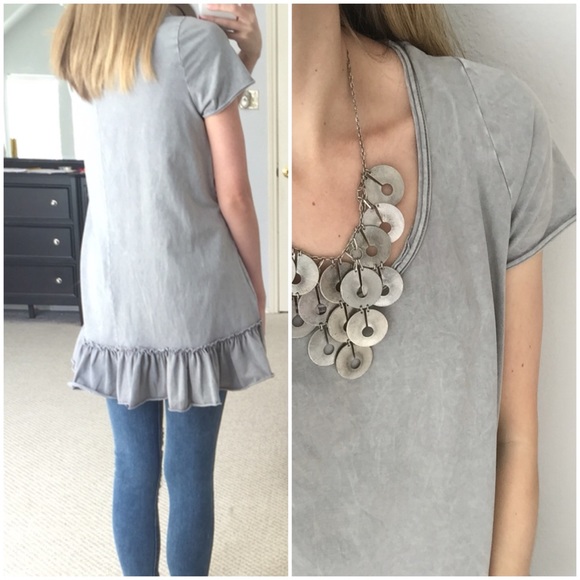 LAST ITEM▫️Grey Vintage Wash Ruffle Tunic - Picture 4 of 4