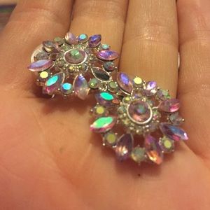 Sparkly pink flower earrings