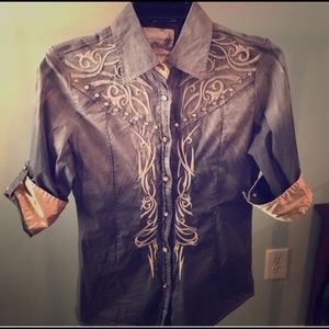 Roar aries Button down shirt in charcoal.