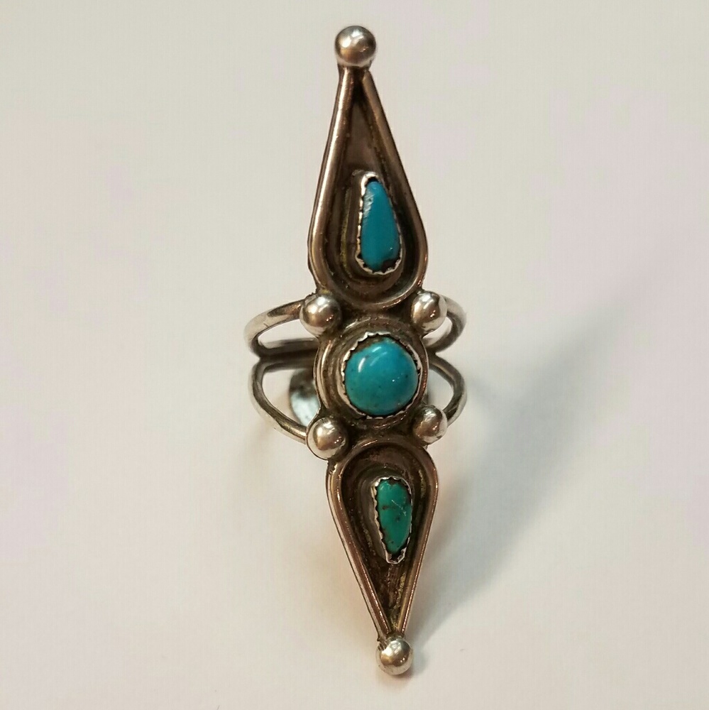 Vintage 1970's Custom Made Turquoise Ring