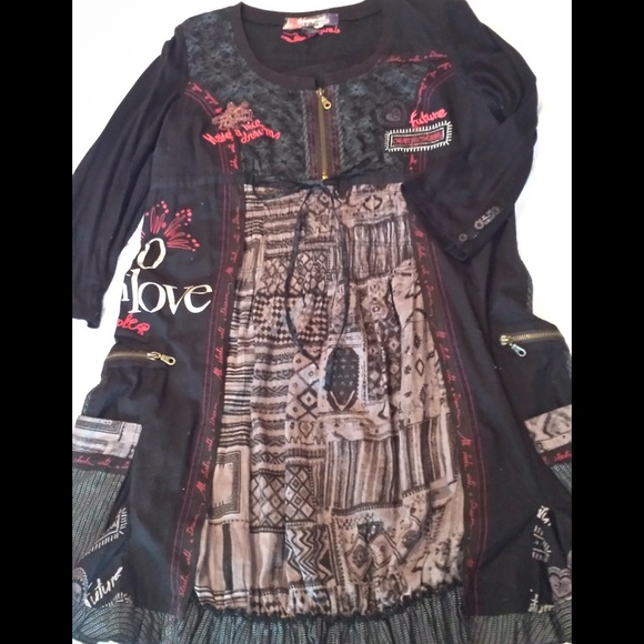 Desigual multi media graphic print dress