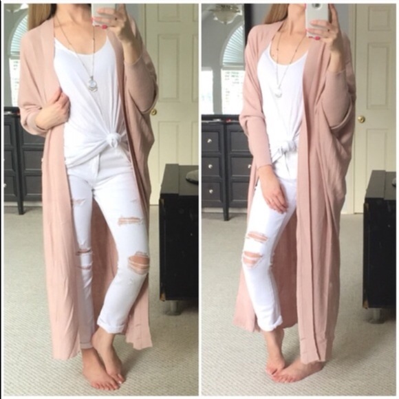 1 HOUR!⚡️LAST 1! Mauve Drop Shoulder Maxi Cardigan - Picture 2 of 4