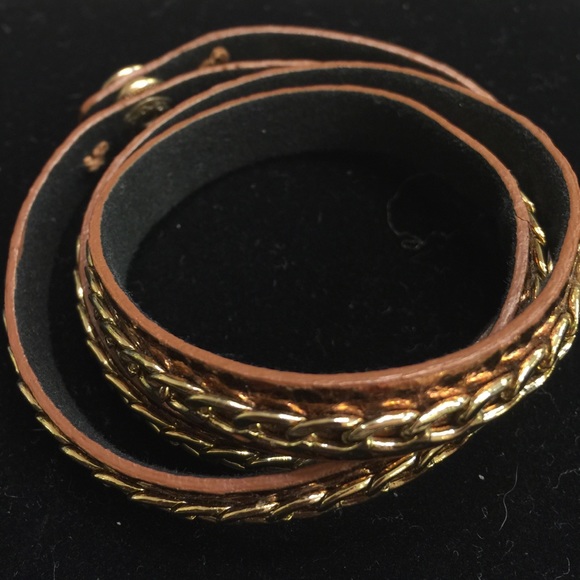New Leather Gold Wrap Around Bracelet