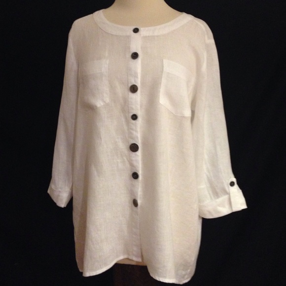 JM Collection Tops - JM Collection Linen Button Down Top