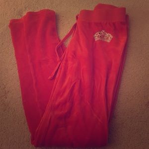 Juicy couture red velvor track pants