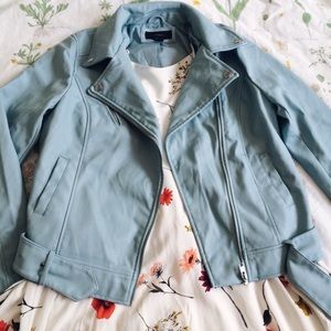 F21 New Light Blue Leather Jacket