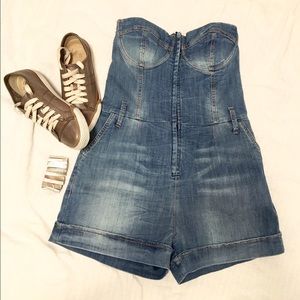 Denim Strapless Romper (Never Worn)