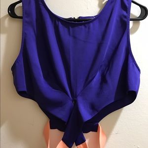 Royal blue and coral crop top