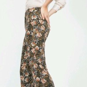Zara Green and Brown Floral Print Pants