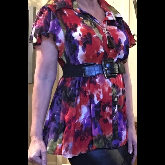 Cato Floral Print Crunched blouse