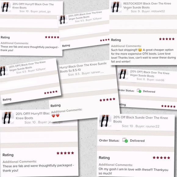 1 Left ❣️Black Over The Knee Vegan Suede Boots - Picture 3 of 3