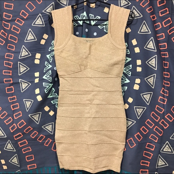 Gold metallic bandage dress