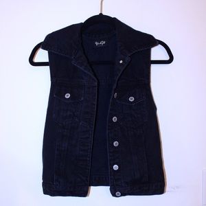 Black denim vest