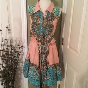 Umgee Paisley Tiered Sleeveless Dress