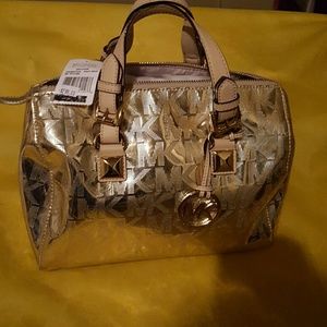 NEW!Metallic Gold Michael Kors Satchel with TAGS