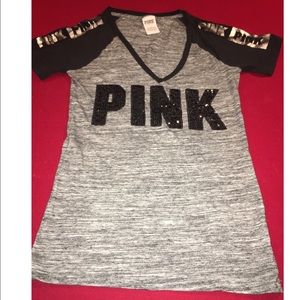 Gray and black sequin PINK Victoria's Secret tee