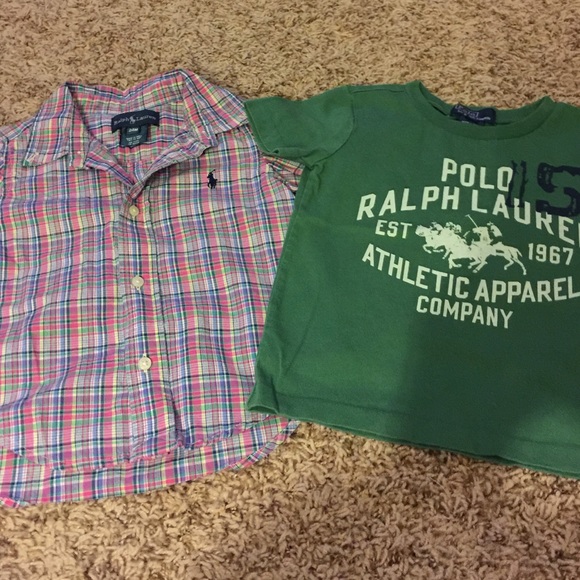 2 boys toddler shirts. 1 button up and 1 t-shirt.