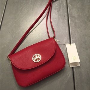 Red Tory Burch leather mini cross body bag