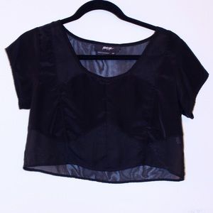 Nasty Gal black mesh crop top