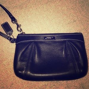 COACH black leather wristlet