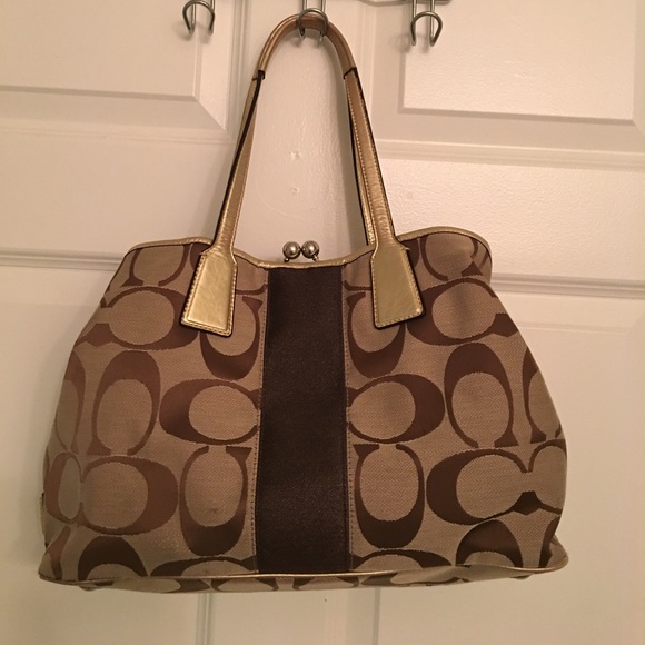 Coach Tan/Brown Purse - Signature Canvas