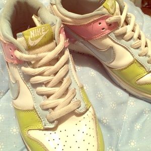 Pink and green Nike shoes womens