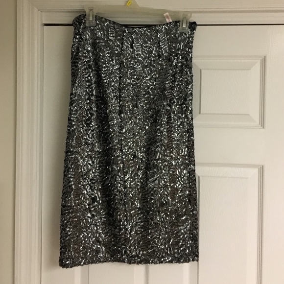 silver sequin pencil skirt