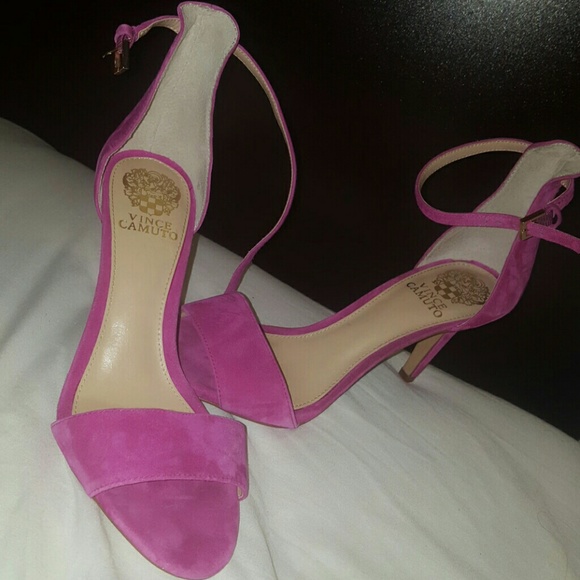 Vince Camuto Shoes - VC Pink suede open toe strappy heels
