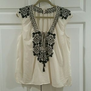 J. Crew Ivory Embroidered Tunic