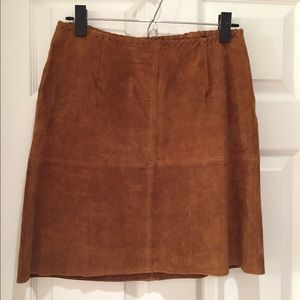 Zara brown pig leather suede skirt