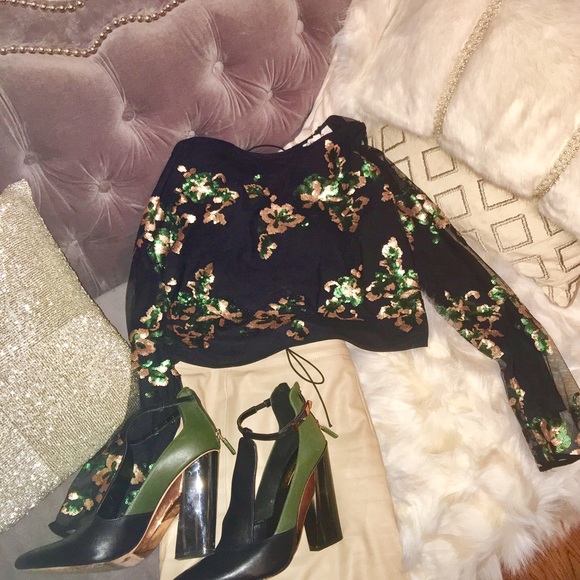 Sequins tie up back crop - Picture 5 of 5