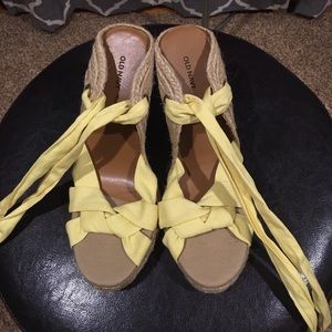 Yellow wrap espadrilles