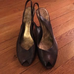 Brown Nine West wedges