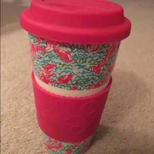 Lilly Pultizer travel mug lobstah roll print