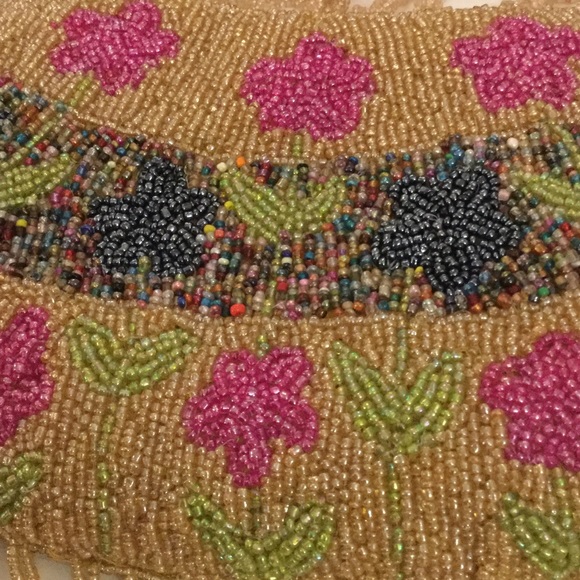 Bright Beaded Fringe Floral Purse - Picture 2 of 4