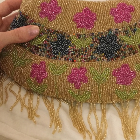 Bright Beaded Fringe Floral Purse - Picture 4 of 4