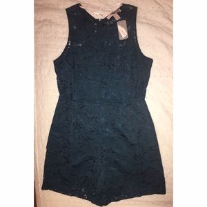 Super cute and stylish teal detailed lace romper