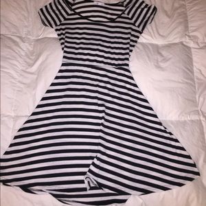Delia black and white striped dress