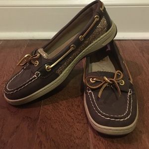 NEW Sperry Top-Sliders -Brown with Gold Glitter