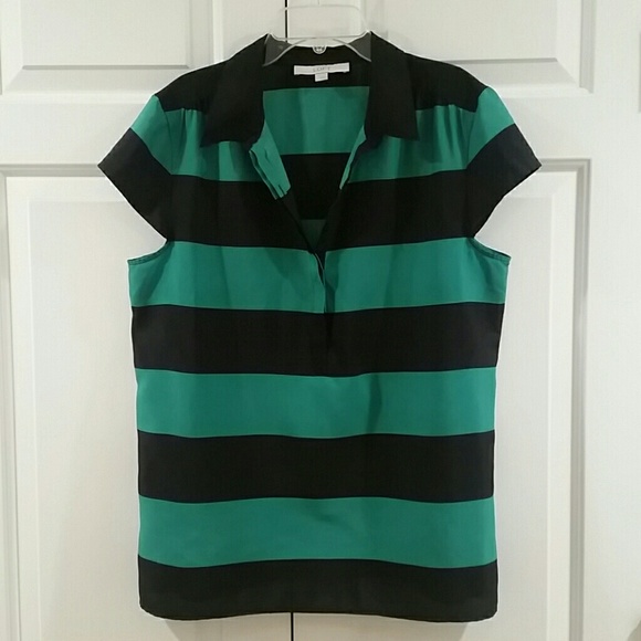 Ann Taylor Loft Cap Sleeve Rugby Stripe Shirt