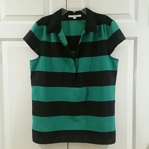 Ann Taylor Loft Cap Sleeve Rugby Stripe Shirt